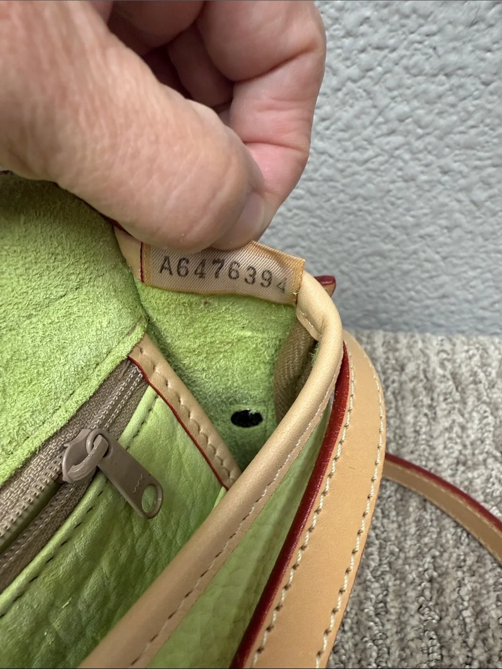 Rare Dooney & Bourke Nubuck/Suede Lime Green & Tan Leather Saddle BagCrossbody